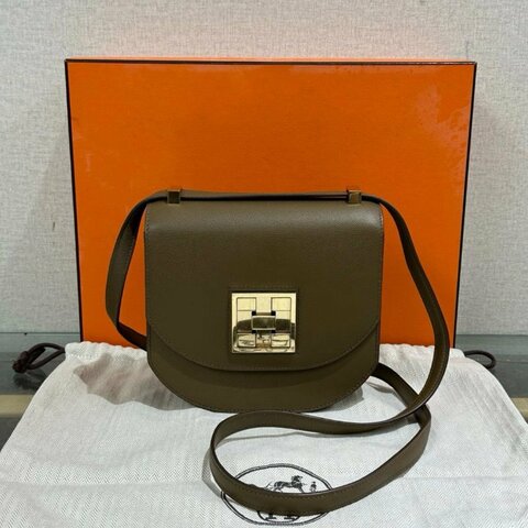 HERMES 栗子色金扣mosaique 馬賽克mini肩背包17*16*5 99新配件盒子塵袋