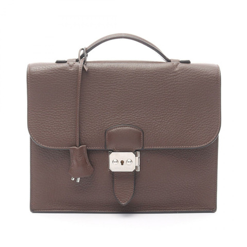 HERMES Sac A depeche 27 商務包 Fjord 皮革 棕色 Havane 二手男士 K SHW