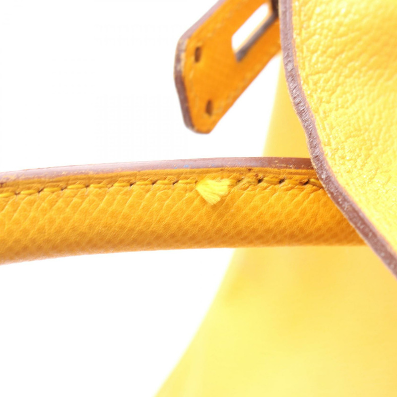 愛馬仕 Birkin 30 手提包 Courchevel 皮革 黃色 藍色 二手 女士 GHW Z-6