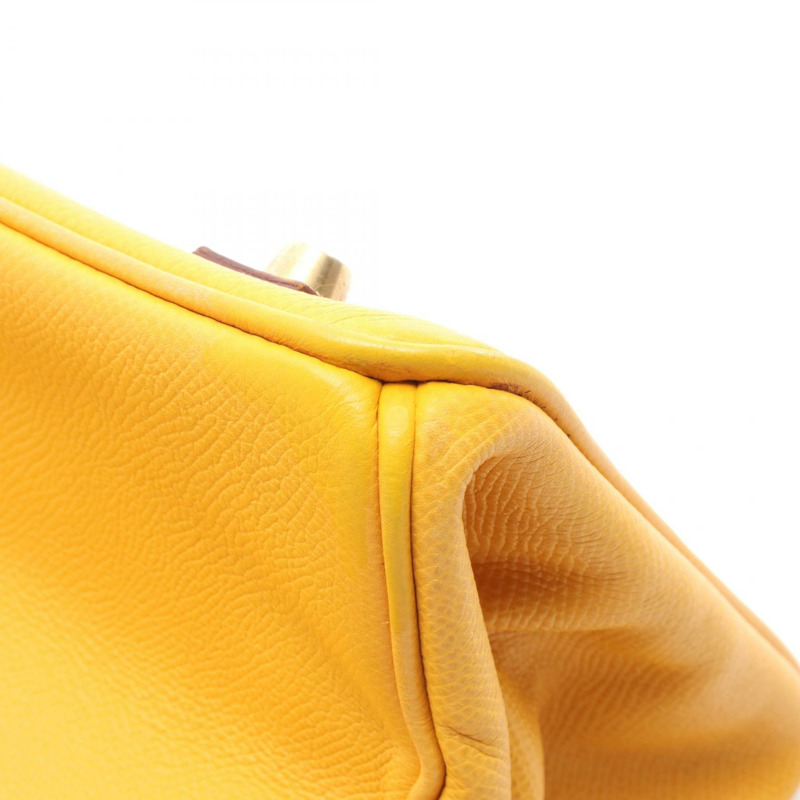 愛馬仕 Birkin 30 手提包 Courchevel 皮革 黃色 藍色 二手 女士 GHW Z-8