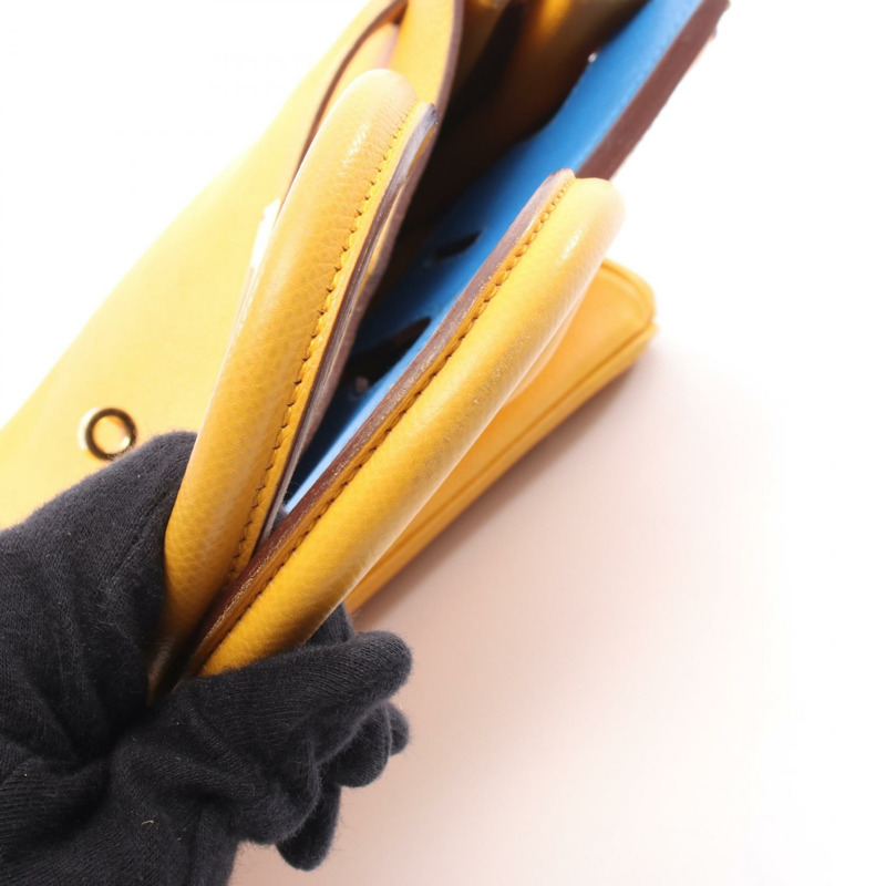 愛馬仕 Birkin 30 手提包 Courchevel 皮革 黃色 藍色 二手 女士 GHW Z-10