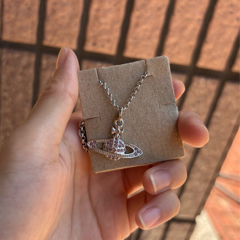 Vivienne Westwood 銀色粉鑽項鍊-3