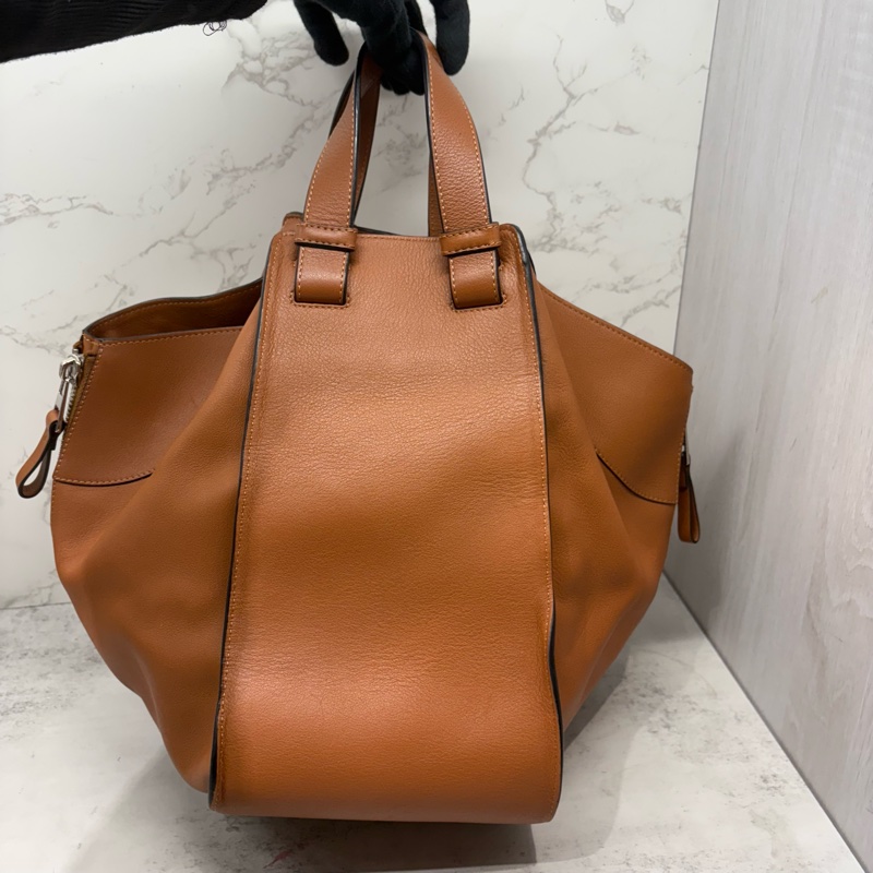 LOEWE羅意威｜Hammock Medium 子母吊床包 棕色焦糖色銀扣 中號-2