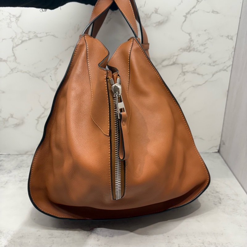 LOEWE羅意威｜Hammock Medium 子母吊床包 棕色焦糖色銀扣 中號-3