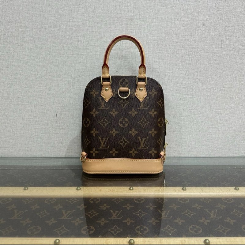 LV 老花Alma貝殼手提後背包 芯片款 15*20*10 99新配件盒子塵袋-0