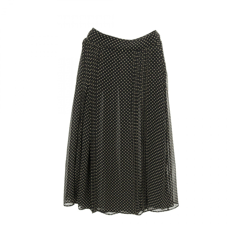 BURBERRY 波點中長裙 4068658 絲綢 黑色米色 UK2 碼 二手女款-0