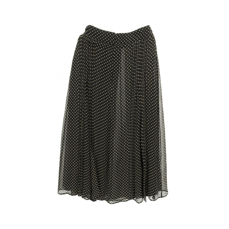 BURBERRY 波點中長裙 4068658 絲綢 黑色米色 UK2 碼 二手女款-1