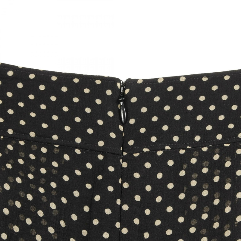 BURBERRY 波點中長裙 4068658 絲綢 黑色米色 UK2 碼 二手女款-4