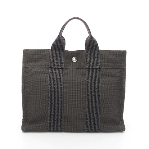 HERMES Herline PM 手提包 尼龍帆布 灰色 二手 女款 SHW