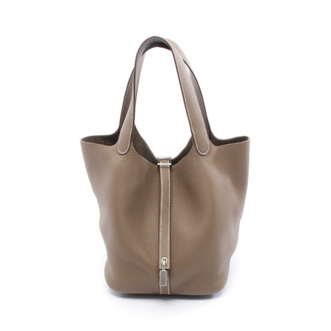 HERMES Picotin Lock PM 托特包 手提包 Clemence 皮革 Etoupe 灰色 二手 K SHW