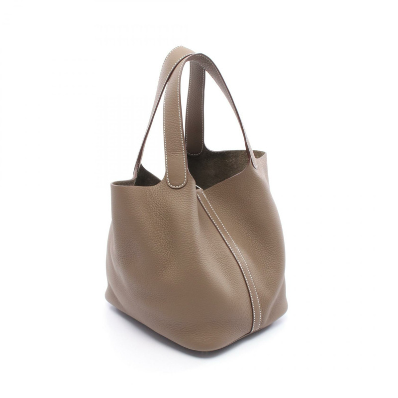 HERMES Picotin Lock PM 托特包 手提包 Clemence 皮革 Etoupe 灰色 二手 K SHW-1