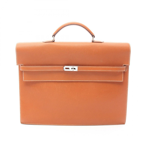 HERMES Kelly Depeche 38 公事包 043849CK Epsom 皮革棕色金色二手男士 J
