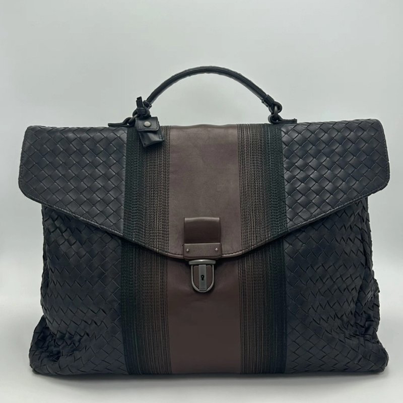 BV 黑棕編織手提公事包40*30*12 98新配件塵袋-0