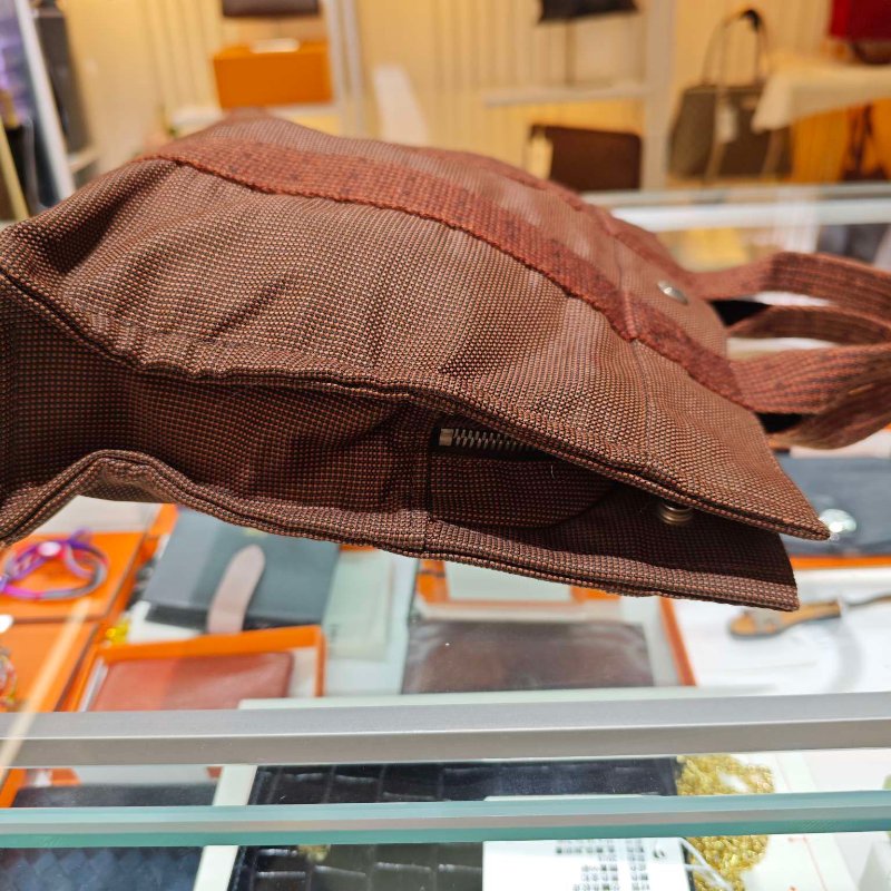 Hermes Vintage Ale Line MM 銀扣手挽灰色/啡色袋小號-4