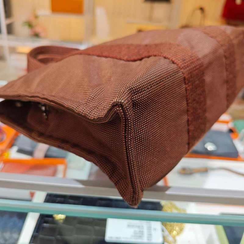 Hermes Vintage Ale Line MM 銀扣手挽灰色/啡色袋小號-7