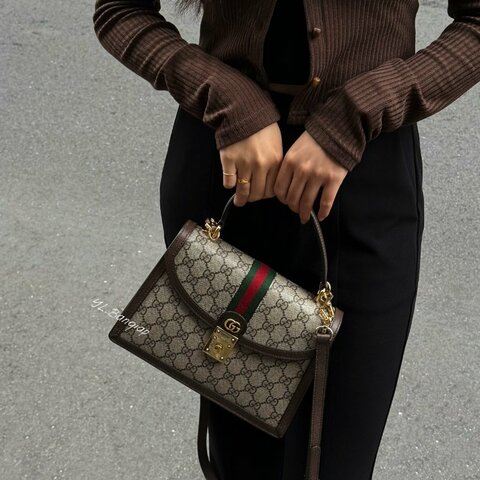 GUCCI GG Ophidia織帶手提肩背包