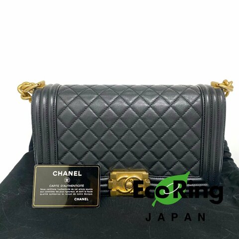 △ Chanel 香奈兒 Boy Black Lambskin Gold Ruthenium-Finish Metal Chain Shoulder Bag No.25 A67086 黑色小羊皮金色鍍釕金屬鏈條肩背袋 No.25 A67086 -257015733