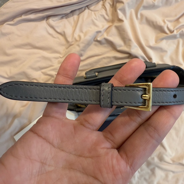 Prada Saffiano Cuir 小型手提包(灰色)-19