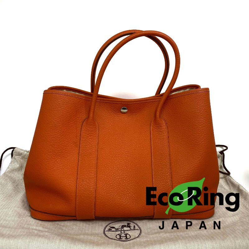 △ Hermes 愛馬仕 Garden Party 36 Orange Negonda Calfskin Palladium-plated Hardware Handbag Stamp T 橙色小牛皮銀扣手袋T刻 -257016190-0