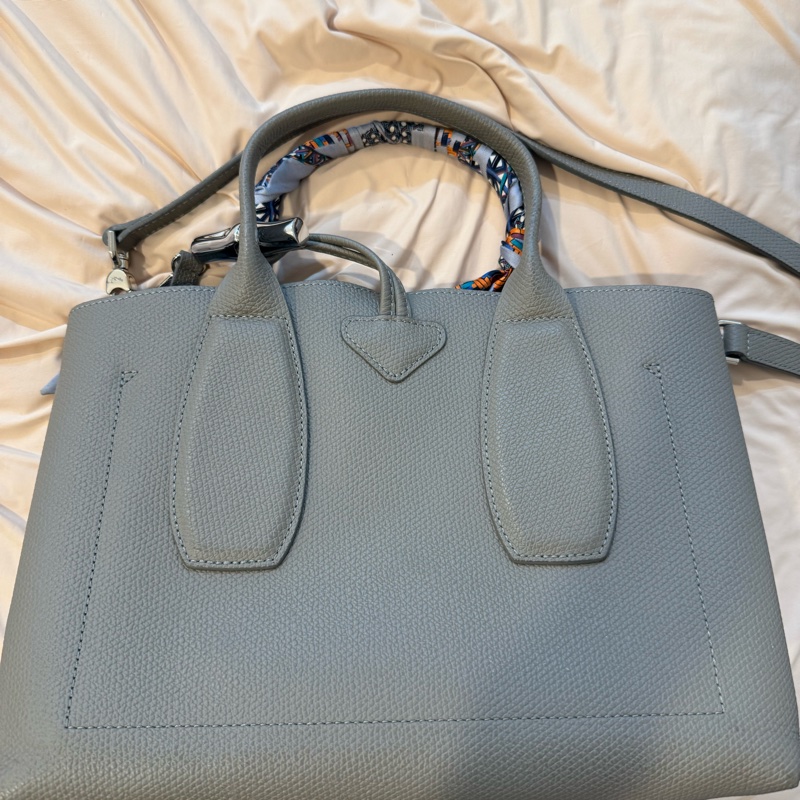 Longchamp Roseau M Tote Elephant Grey（附原廠絲巾）-2