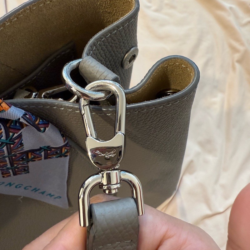 Longchamp Roseau M Tote Elephant Grey（附原廠絲巾）-12