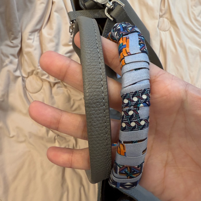 Longchamp Roseau M Tote Elephant Grey（附原廠絲巾）-13