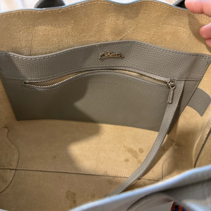 Longchamp Roseau M Tote Elephant Grey（附原廠絲巾）-19