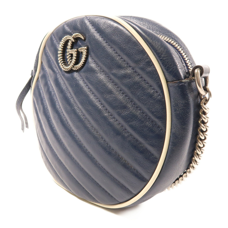 GUCCI 牛皮皮革GG Marmont銀扣肩背袋-2