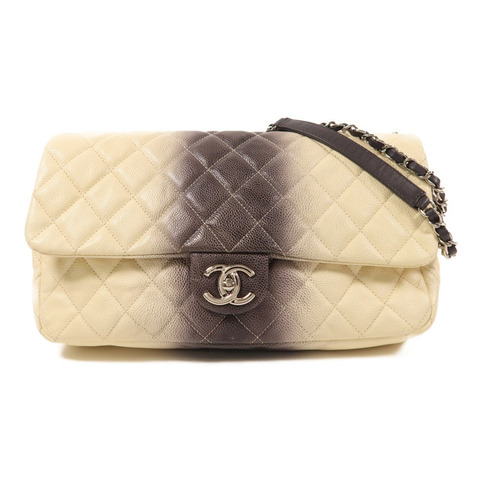CHANEL 牛皮皮革Shoulder Bag銀扣肩背袋