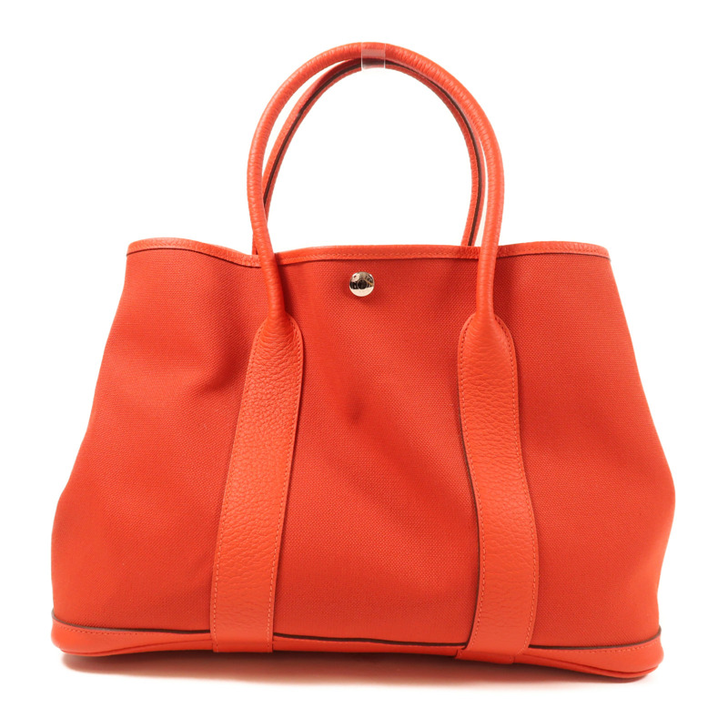 HERMES 帆布Garden Party PM銀扣手挽袋Rouge Exotique-1