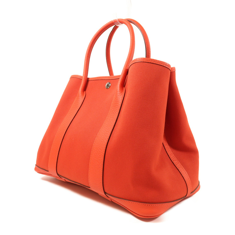 HERMES 帆布Garden Party PM銀扣手挽袋Rouge Exotique-2