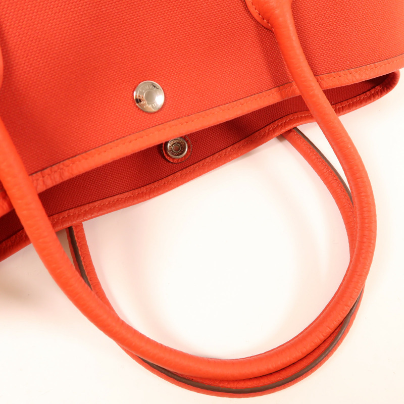 HERMES 帆布Garden Party PM銀扣手挽袋Rouge Exotique-4