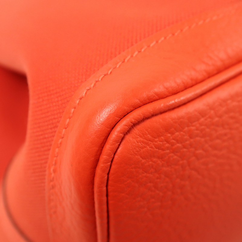 HERMES 帆布Garden Party PM銀扣手挽袋Rouge Exotique-6