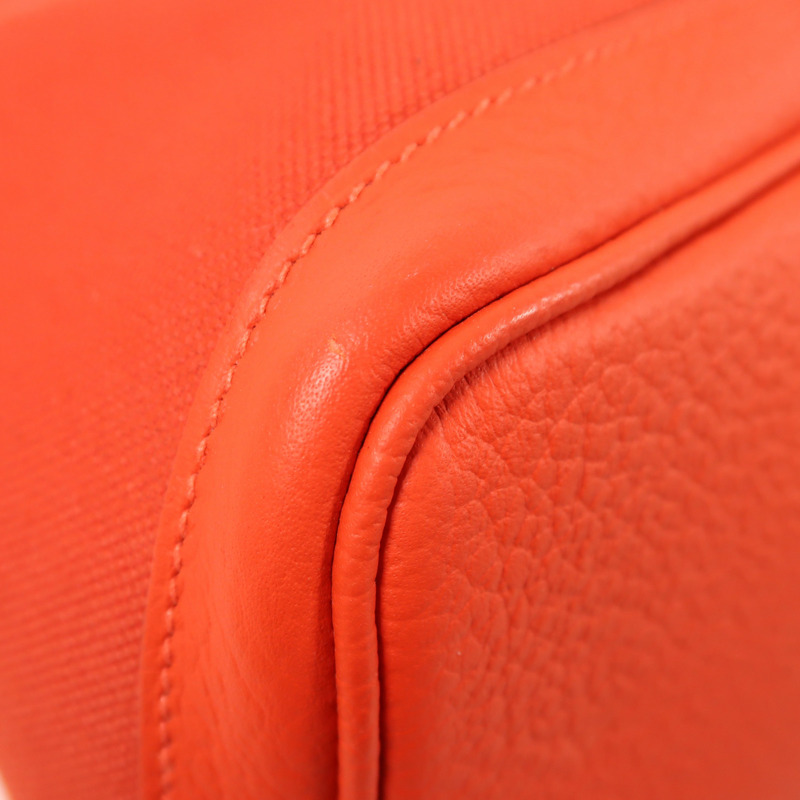 HERMES 帆布Garden Party PM銀扣手挽袋Rouge Exotique-8