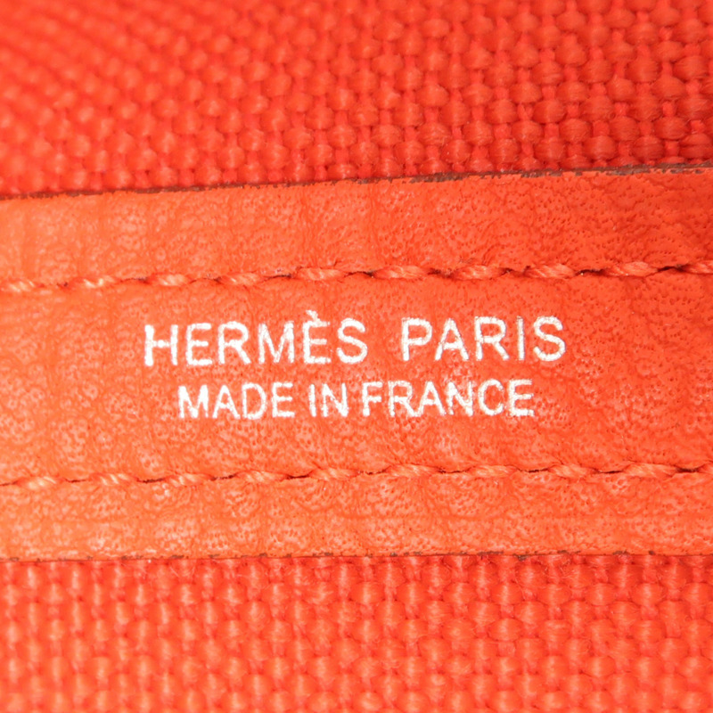 HERMES 帆布Garden Party PM銀扣手挽袋Rouge Exotique-10