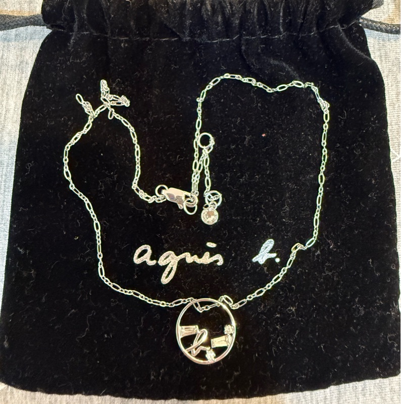 Agnès b. 銀色晶鑽項鍊-0