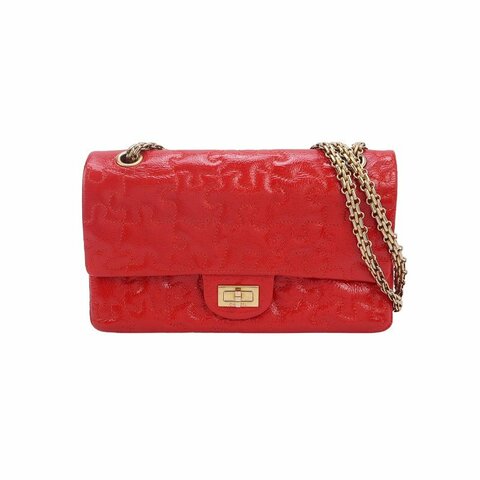 Chanel 2.55 Flag Bag 季節限定款 中號 漆皮 明線 裝飾 矩形旋扣 單肩包 斜挎包