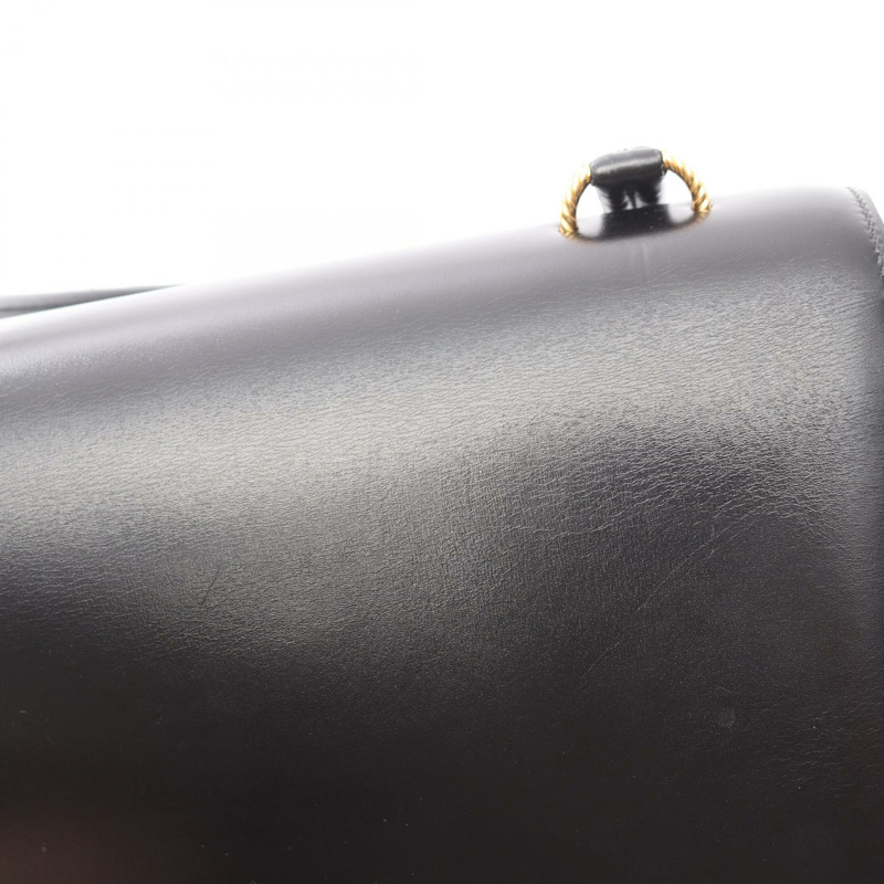 HERMES Vasco 手提包 Box 小牛皮 小牛皮 黑色 二手 女款 GHW R-6