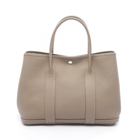 HERMES Garden party PM 手提包 Country 皮革 米色 二手 女款 D SHW