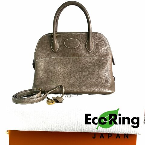 △ Hermes 愛馬仕 18 Etoupe Clemence Calfskin Palladium Plated Metal Bolide 31 2 Way Bag Stamp Y 大象灰色粒紋小牛皮鍍鈀金屬兩用袋Y刻 - 257015361