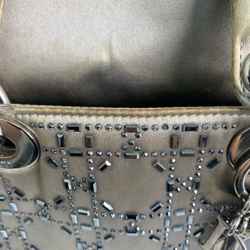 △ Christian Dior 迪奧 Grey Satin Mini Lady 2 Way Bag 灰色緞面迷你兩用袋 - 257016462-22