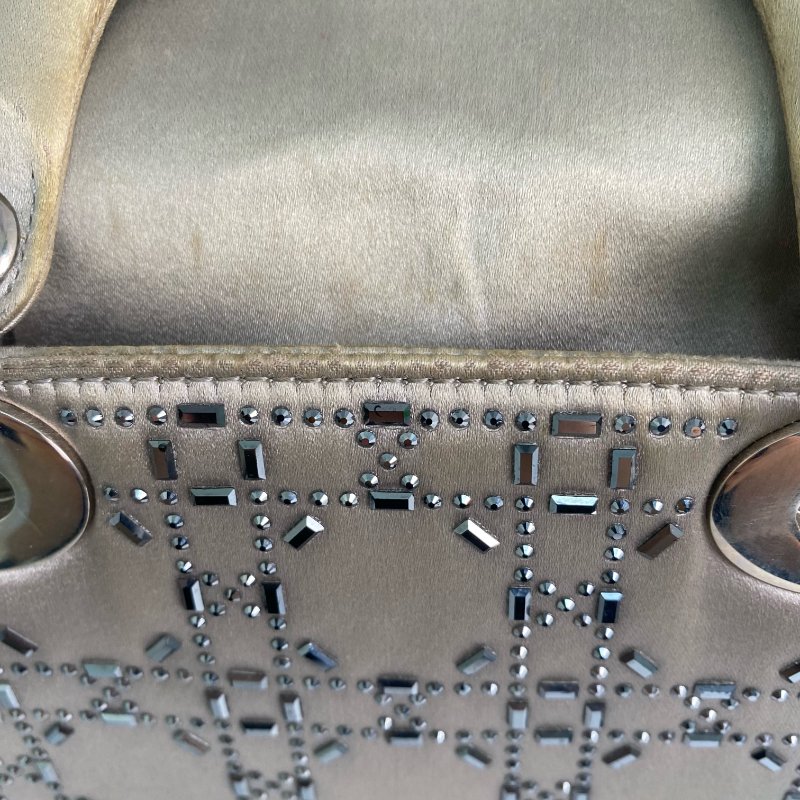 △ Christian Dior 迪奧 Grey Satin Mini Lady 2 Way Bag 灰色緞面迷你兩用袋 - 257016462-23