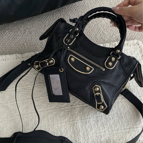 Balenciaga 巴黎世家黑金city機車包mini~