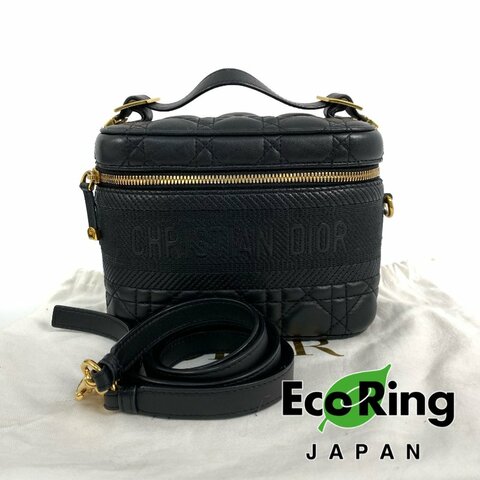 △ Christian Dior 迪奧 Black Lambskin Lady 2 Way Vanity Case 黑色小羊皮兩用化妝箱 - 257016529
