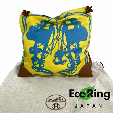△ Hermes 愛馬仕 Multicolor 100% Silk Palladium Plated Metal Silk City Shoulder Bag Stamp D 多色100%絲質鍍鈀金屬肩背袋D刻 - 257016512