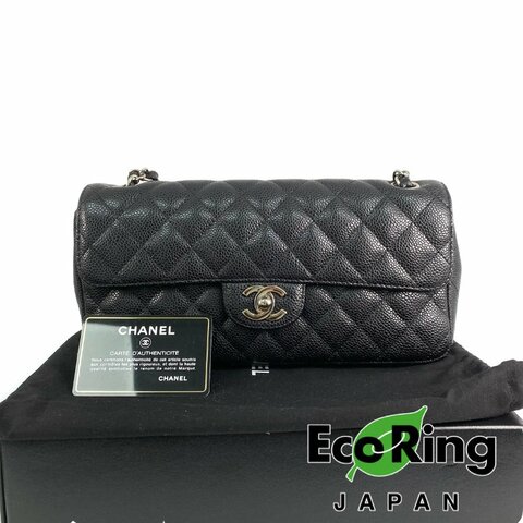 △ Chanel 香奈兒 East West Black Caviar Skin Silver Tone Metal Chain Shoulder Bag No.11 A35731 黑色粒紋小牛皮銀色金屬鏈條肩背袋 No.11 A35731 -257014369
