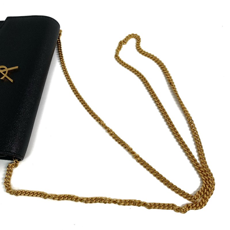 △ Saint Laurent 聖羅蘭 Black Caviar Skin Chain Shoulder Bag 黑色粒紋小牛皮鎖鏈肩背袋 - 257016790-9