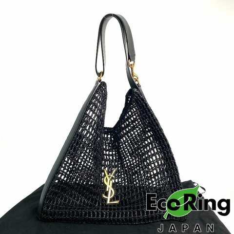 △ Saint Laurent 聖羅蘭 Black Raffia Oxalis Shoulder Bag 黑色拉菲草肩背袋 - 257016652