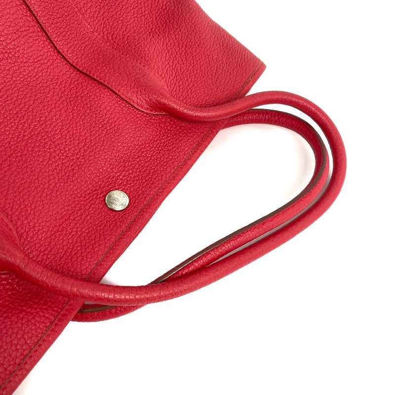 △ Hermes 愛馬仕 Pink Negonda Calfskin Palladium Plated Metal Garden Party 36 Hand Bag Stamp [P] 粉紅色顆粒小牛皮鍍鈀金屬手袋[P]刻 - 257016706-4