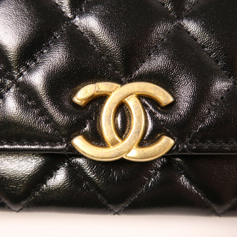 CHANEL 牛皮皮革Chain Shoulder Bag金扣鏈帶肩背袋-12